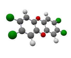 Image showing dioxin molecule model - 3d rendering