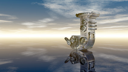 Image showing machine letter j under cloudy sky - 3d rendering