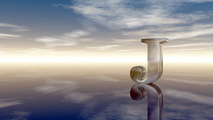 Image showing metal uppercase letter j under cloudy sky - 3d rendering