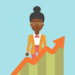 Image showing Business woman with growing chart.