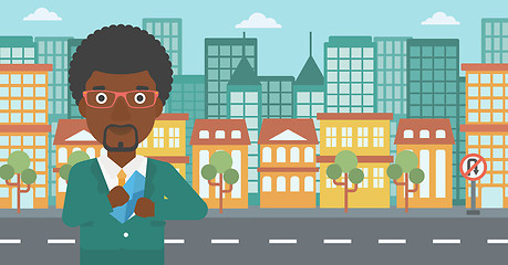 Image showing Man putting envelope in pocket vector illustration