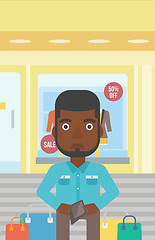 Image showing Man showing epmty wallet vector illustration.