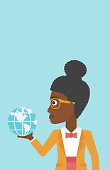 Image showing Business woman holding Earth globe.