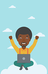 Image showing Man on cloud with laptop vector illustration.