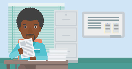 Image showing HR manager checking files vector illustration.