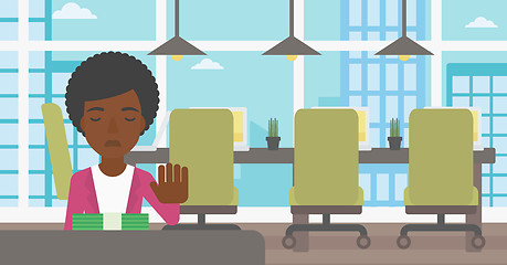 Image showing Woman refusing bribe vector illustration.