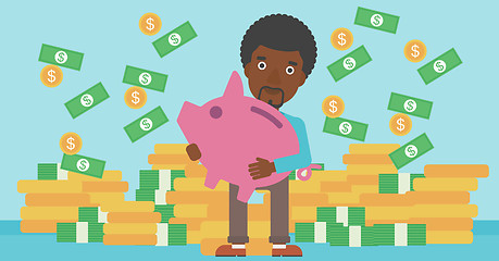 Image showing Businessman with piggy bank vector illustration.