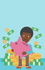 Image showing Businessman with piggy bank vector illustration.