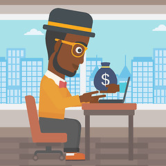 Image showing Businessman earning money from online business.