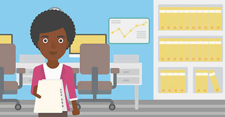 Image showing Woman giving resume vector illustration.