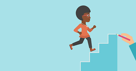 Image showing Businesswoman running upstairs vector illustration