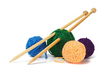 Image showing Knitting wool and needles