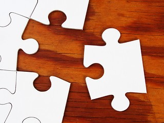 Image showing Jigsaw puzzle on a table