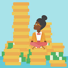 Image showing Business woman sitting on gold vector illustration