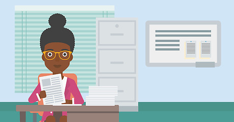 Image showing HR manager checking files vector illustration.