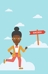 Image showing Business woman moving to success.