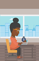 Image showing Businesswoman earning money from online business.