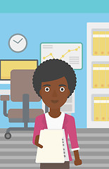 Image showing Woman giving resume vector illustration.