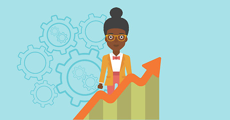 Image showing Business woman with growing chart.