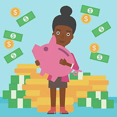 Image showing Business woman with piggy bank vector illustration