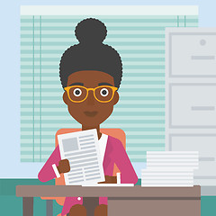 Image showing HR manager checking files vector illustration.