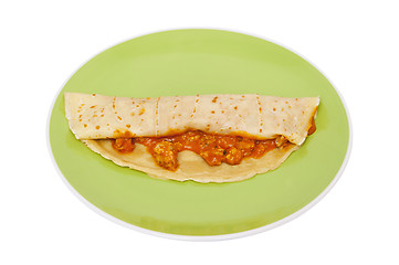 Image showing Pancake with meat isolated on the white background