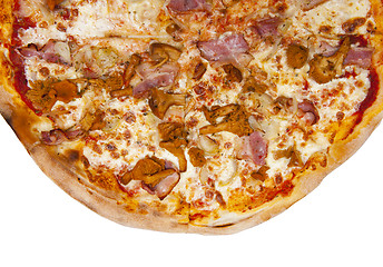 Image showing Pizza with chanterelles isolated on the white background