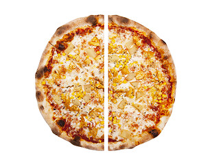 Image showing Two pieces of pizza isolated on the white background