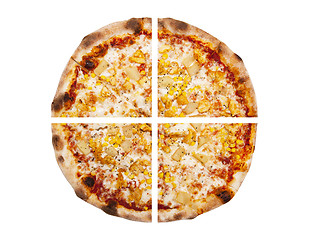 Image showing Four pieces of pizza isolated on the white background