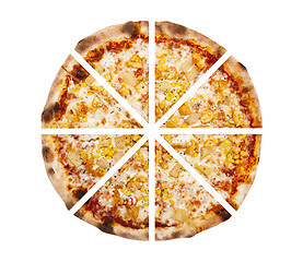 Image showing Eight pieces of pizza isolated on the white background