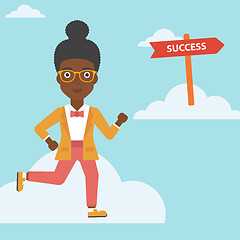 Image showing Business woman moving to success.