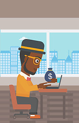 Image showing Businessman earning money from online business.