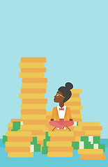 Image showing Business woman sitting on gold vector illustration