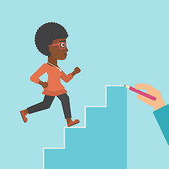 Image showing Businesswoman running upstairs vector illustration