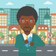 Image showing Man putting envelope in pocket vector illustration