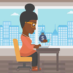 Image showing Businesswoman earning money from online business.