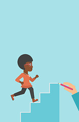 Image showing Businesswoman running upstairs vector illustration