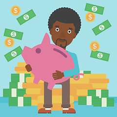 Image showing Businessman with piggy bank vector illustration.