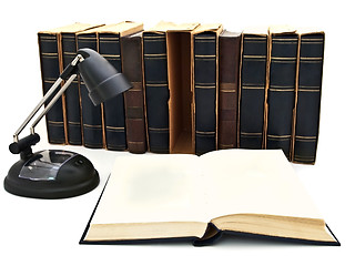 Image showing Open Book And Lamp