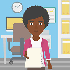 Image showing Woman giving resume vector illustration.