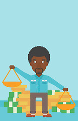 Image showing Businessman with scales vector illustration.