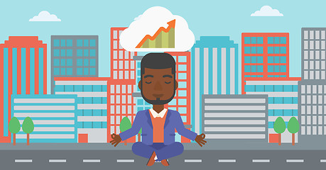 Image showing Peaceful businessman doing yoga.