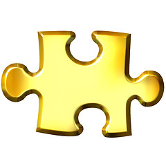 Image showing 3D Golden Puzzle Piece