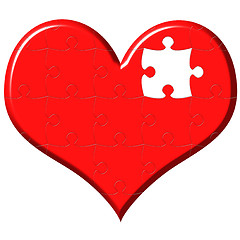 Image showing 3d heart puzzle with missing piece