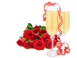 Image showing Roses And Champagne