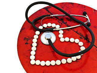 Image showing Stethoscope And Pills