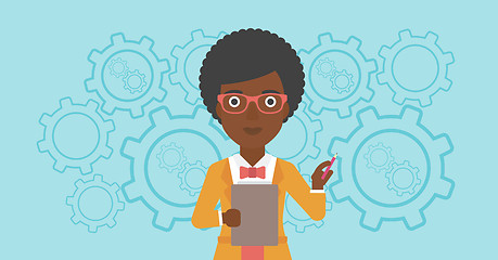 Image showing Business woman with pencil vector illustration.