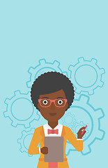Image showing Business woman with pencil vector illustration.