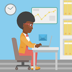 Image showing Business woman receiving or sending email.