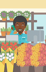 Image showing Florist at flower shop vector illustration.